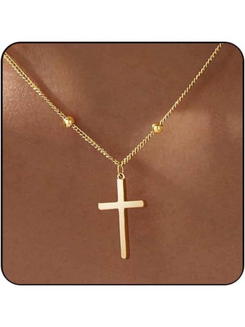 Women's Gold Plated Cross Dainty Simple Trendy Fashion Cross Necklace With Chain